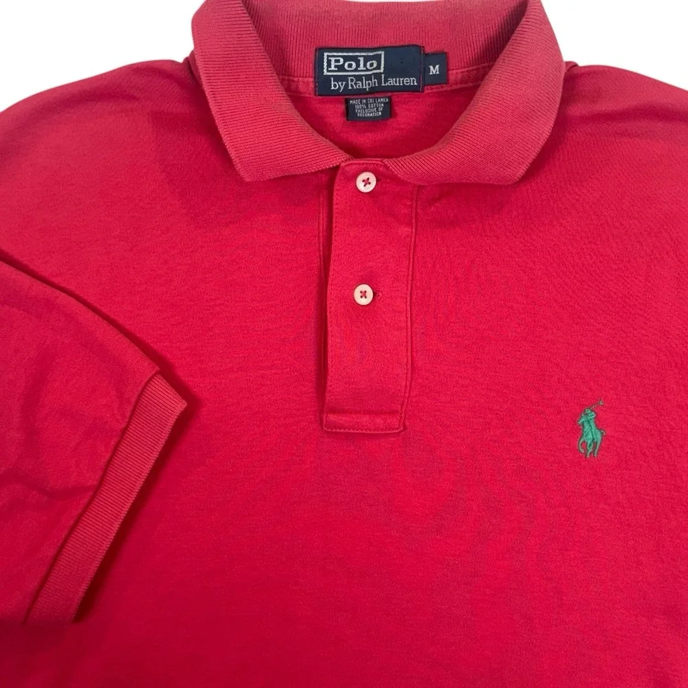 VINTAGE Polo Ralph Lauren Mens Medium Pink 100%‎ Cotton Classic Fit Polo Shirt